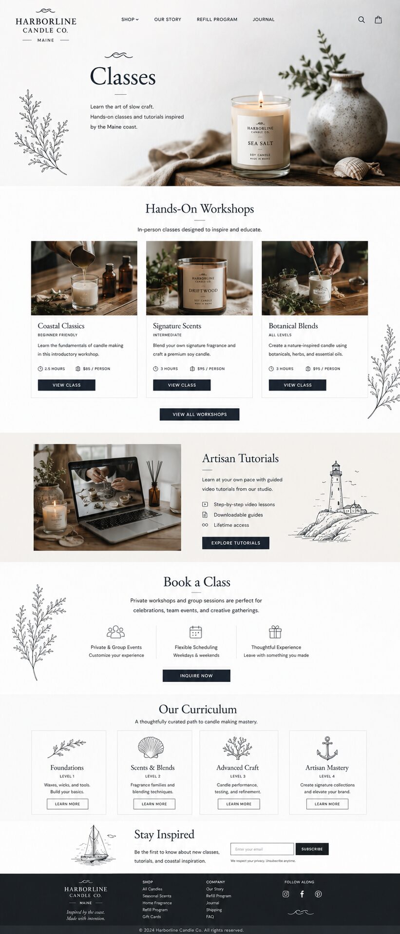 Classes design mockup